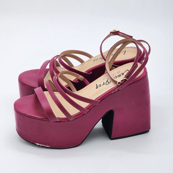 Lemon Drop by Privileged Fuchsia Tornado Platform Sandals Size 7.5 - Picture 4 of 16